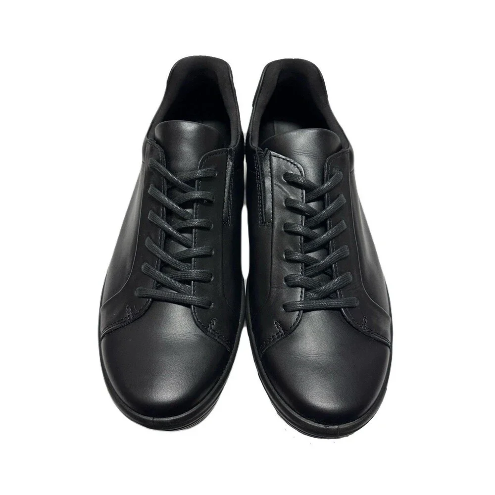 Ecco Soft 7 Mens Size 8-8.5 / EU 42 Black Leather Lace Up Sneaker *Display Pair*